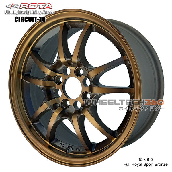 ROTA Wheel Circuit-10 (15x6.5, 4x100+45mm, 67.1mm Hub) Full Royal Sport Bronze