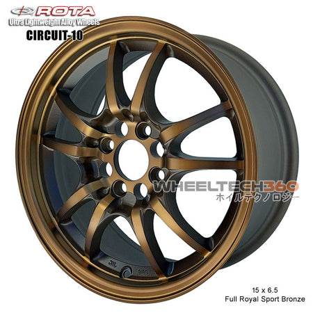 ROTA Wheel Circuit-10 (15x6.5, 4x100+45mm, 67.1mm Hub) Full Royal Sport Bronze
