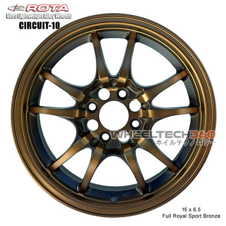 ROTA Wheel Circuit-10 (15x6.5, 4x100+45mm, 67.1mm Hub) Full Royal Sport Bronze