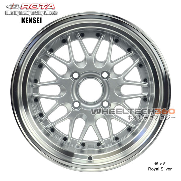 ROTA Wheel Kensei (15x8, 4x100+0mm, 67.1mm Hub) Royal Silver