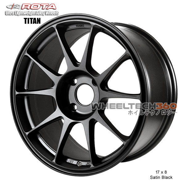 ROTA Wheel Titan (17x8, 4x100+40mm, 67.1mm Hub) Satin Black