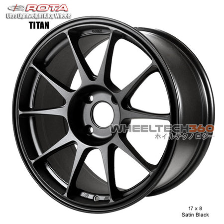 ROTA Wheel Titan (17x8, 4x100+40mm, 67.1mm Hub) Satin Black