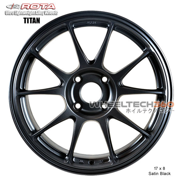 ROTA Wheel Titan (17x8, 4x100+40mm, 67.1mm Hub) Satin Black