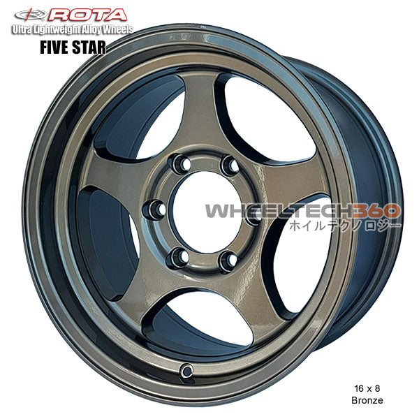 ROTA Wheel Five Star 16x8, 6x139.7+10mm, 110mm Hub)  Bronze