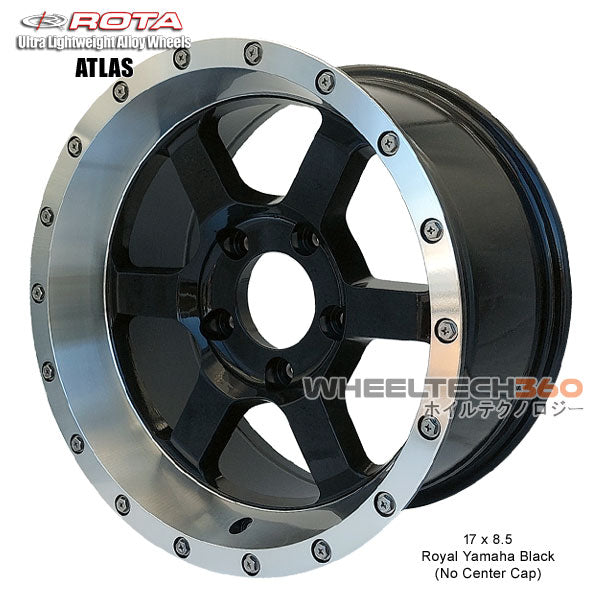 ROTA Wheel Atlas 1 (17x8.5, 5x139.7+4mm, 106.1mm Hub) No Center Cap Royal Yamaha Black