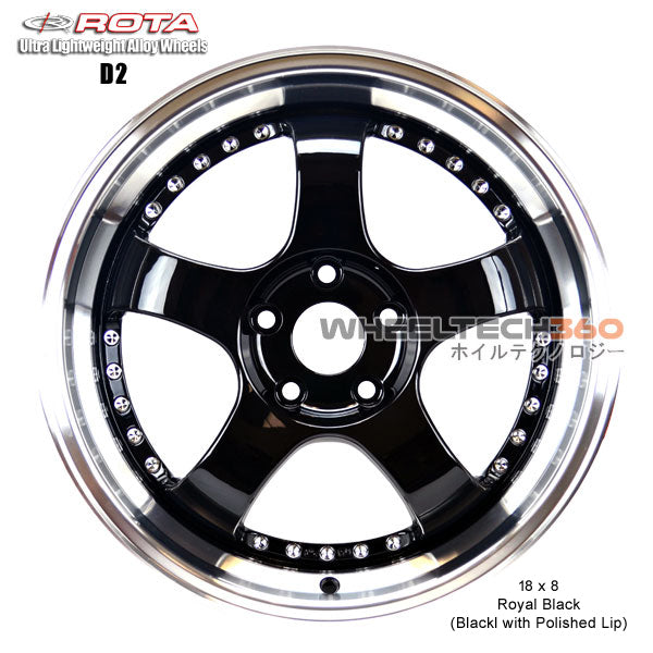 ROTA Wheel D2 (18x8, 5x114.3+48mm, 73mm Hub)