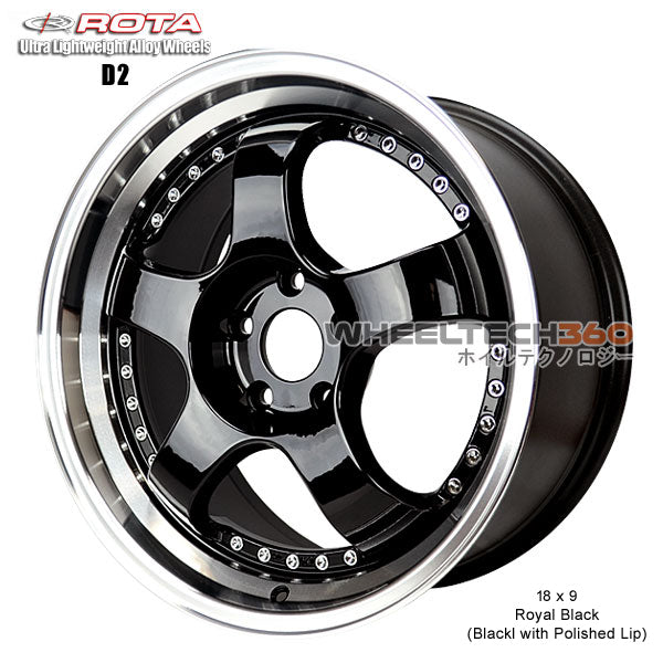 ROTA Wheel D2 (18x9, 5x114.3+50mm, 73mm Hub)