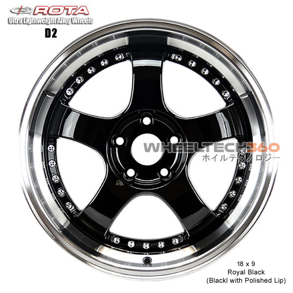 ROTA Wheel D2 (18x9, 5x114.3+50mm, 73mm Hub)