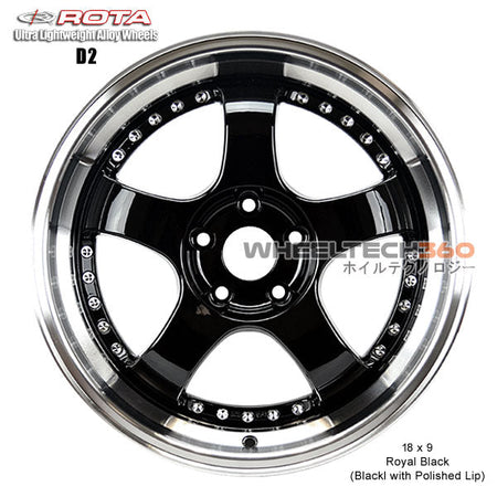 ROTA Wheel D2 (18x9, 5x114.3+50mm, 73mm Hub)