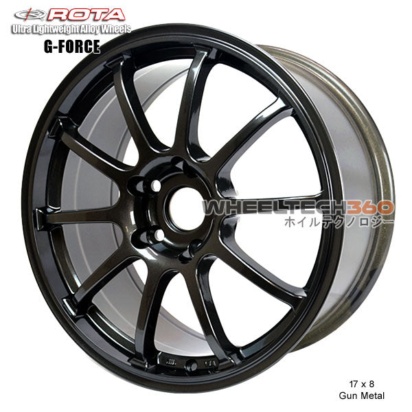 ROTA Wheel G-Force (17x8, 5x114.3+48mm, 73mm Hub) Gun Metal