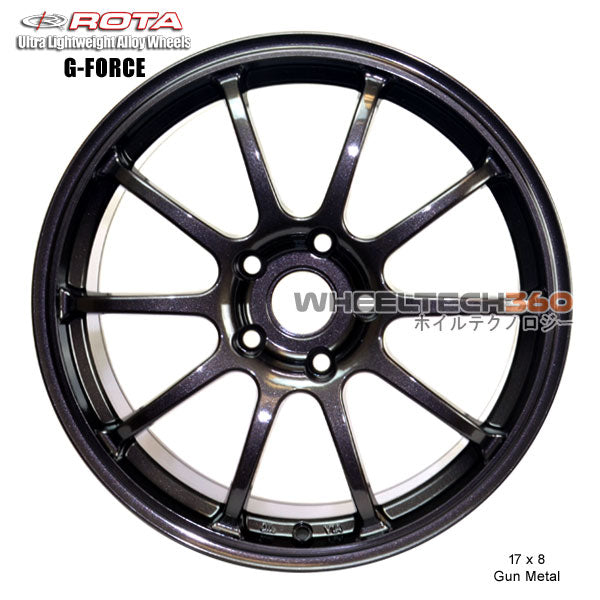 ROTA Wheel G-Force (17x8, 5x100+48mm, 56.1mm Hub) Gun Metal