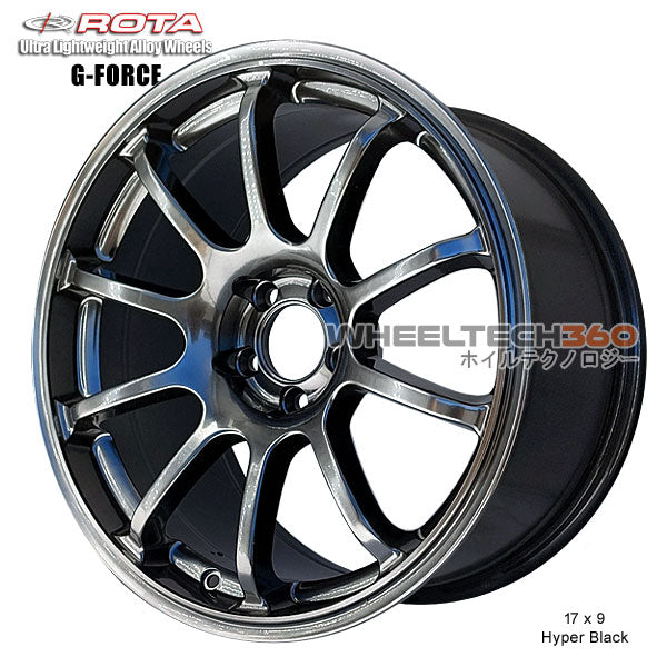 ROTA Wheel G-Force (17x9, 5x100+42mm, 73mm Hub) Hyper Black