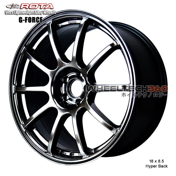 ROTA Wheel G-Force (18x8.5, 5x100+48mm, 56.1mm Hub) Hyper Black