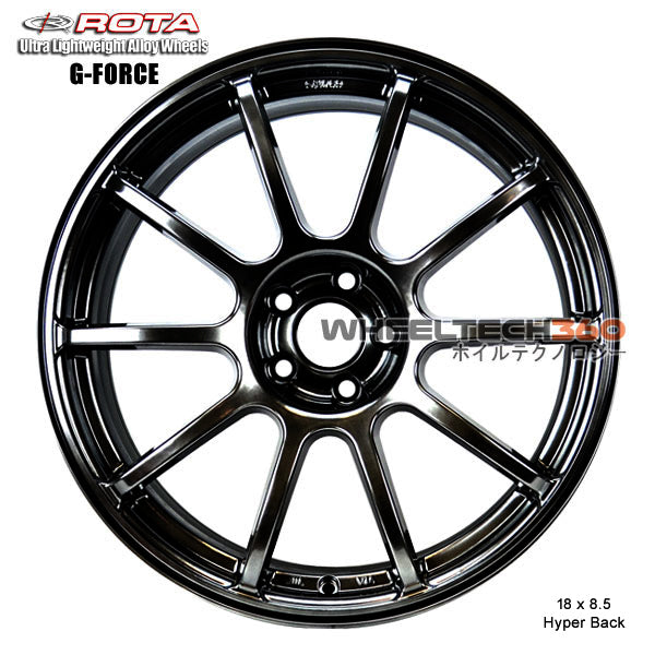 ROTA Wheel G-Force (18x8.5, 5x114.3+48mm, 73mm Hub) Hyper Black