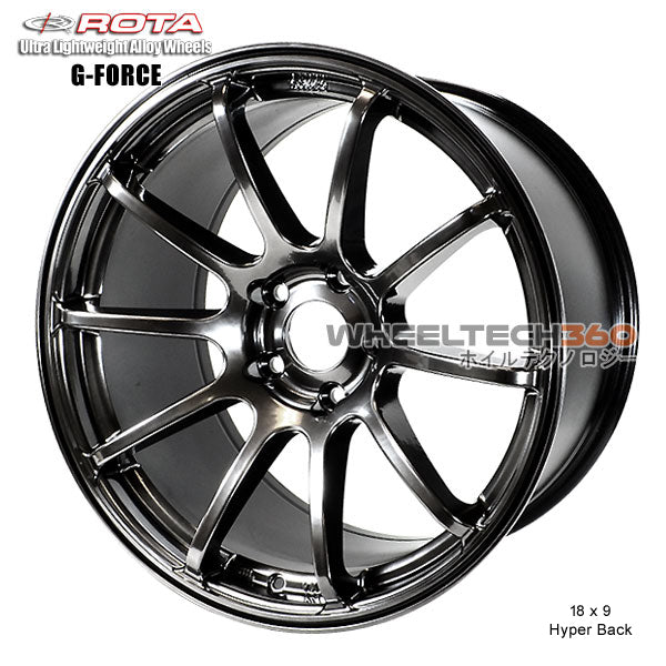 ROTA Wheel G-Force (18x9, 5x114.3+30mm, 73mm Hub) Hyper Black