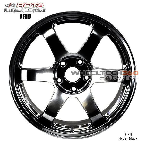 ROTA Wheel Grid (17x9, 5x100+42mm, 73mm Hub) Hyper Black