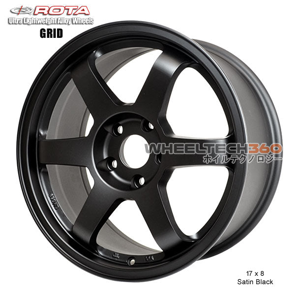 ROTA Wheel Grid (17x8, 5x100+35mm, 73mm Hub) Satin Black