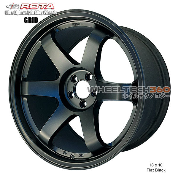 ROTA Wheel Grid (18x10, 5x114.3+30mm, 73mm Hub) Flat Black