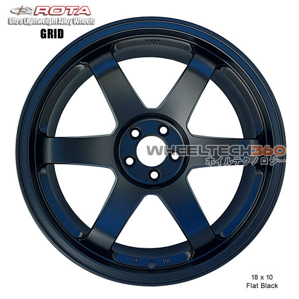 ROTA Wheel Grid (18x10, 5x114.3+30mm, 73mm Hub) Flat Black