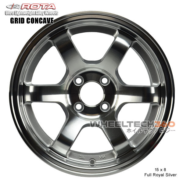 ROTA Wheel Grid Concave (15x8, 4x100+20mm, 67.1mm Hub) Full Royal Silver