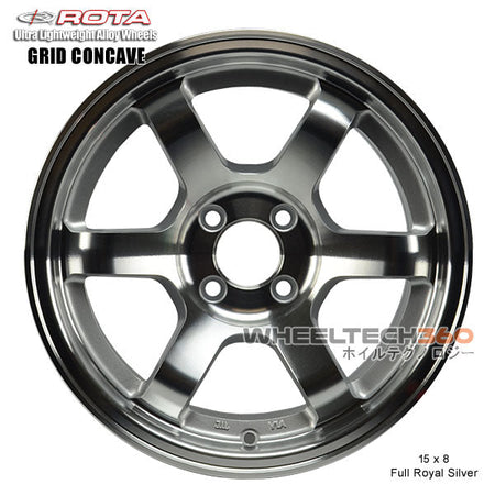 ROTA Wheel Grid Concave (15x8, 4x100+20mm, 67.1mm Hub) Full Royal Silver