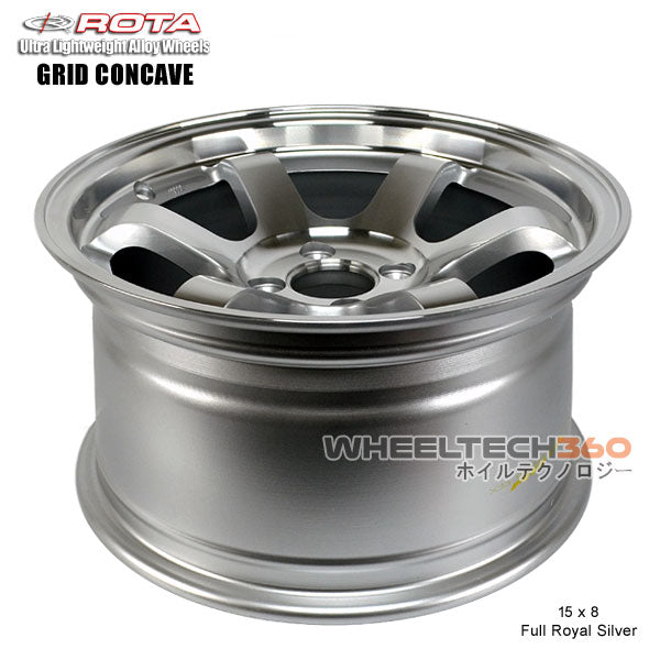 ROTA Wheel Grid Concave (15x8, 4x100+20mm, 67.1mm Hub) Full Royal Silver