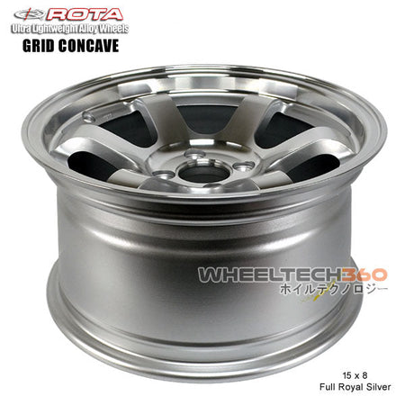 ROTA Wheel Grid Concave (15x8, 4x100+20mm, 67.1mm Hub) Full Royal Silver