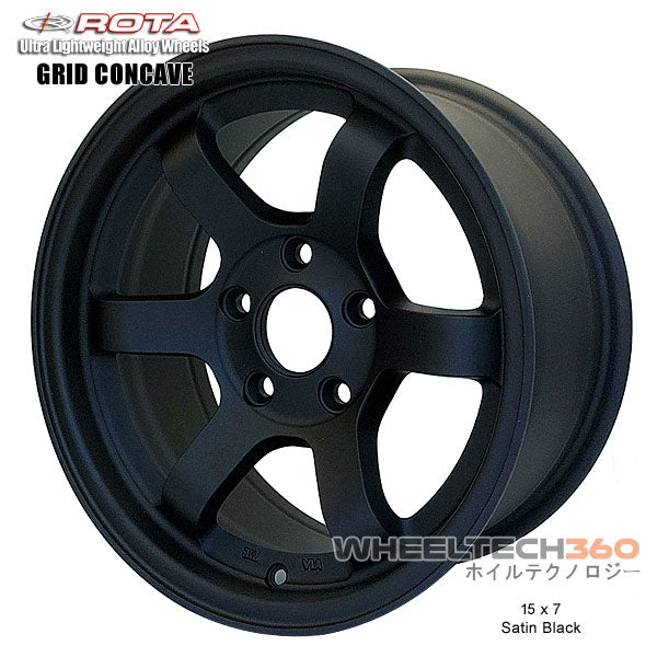 ROTA Wheel Grid Concave (15x7, 5x114.3+20mm, 73mm Hub) Satin Black