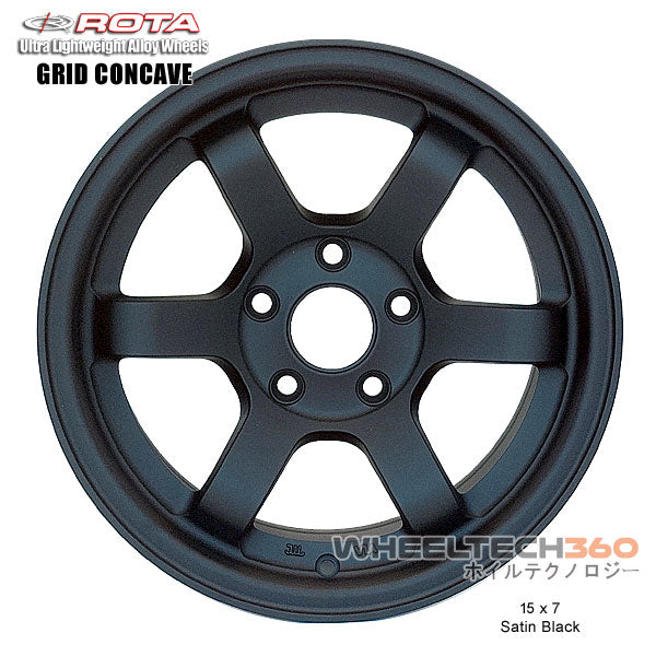 ROTA Wheel Grid Concave (15x7, 5x114.3+20mm, 73mm Hub) Satin Black
