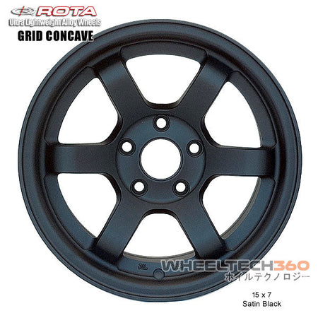 ROTA Wheel Grid Concave (15x7, 5x114.3+20mm, 73mm Hub) Satin Black