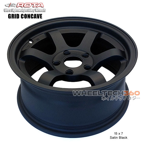 ROTA Wheel Grid Concave (15x7, 5x114.3+20mm, 73mm Hub) Satin Black