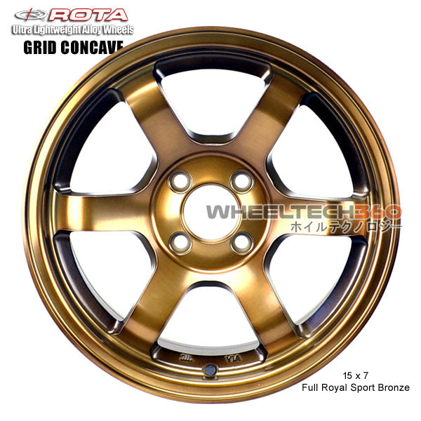 ROTA Wheel Grid Concave (15x7, 4x100+20mm, 67.1mm Hub) Full Royal Sport Bronze