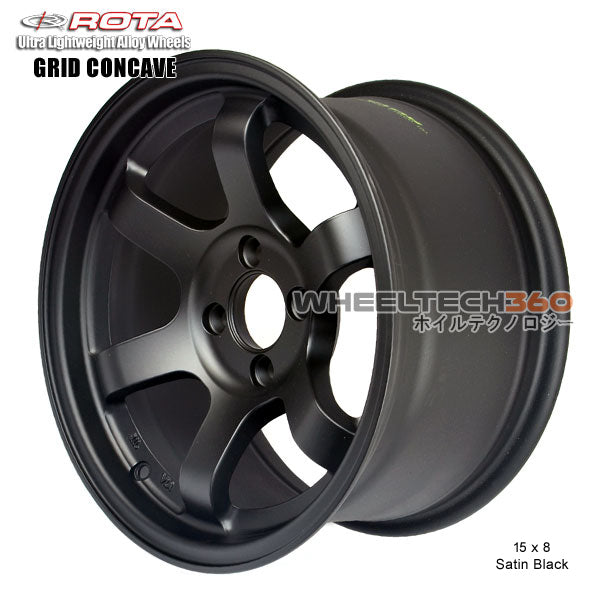 ROTA Wheel Grid Concave (15x8, 4x100+20mm, 67.1mm Hub) Satin Black