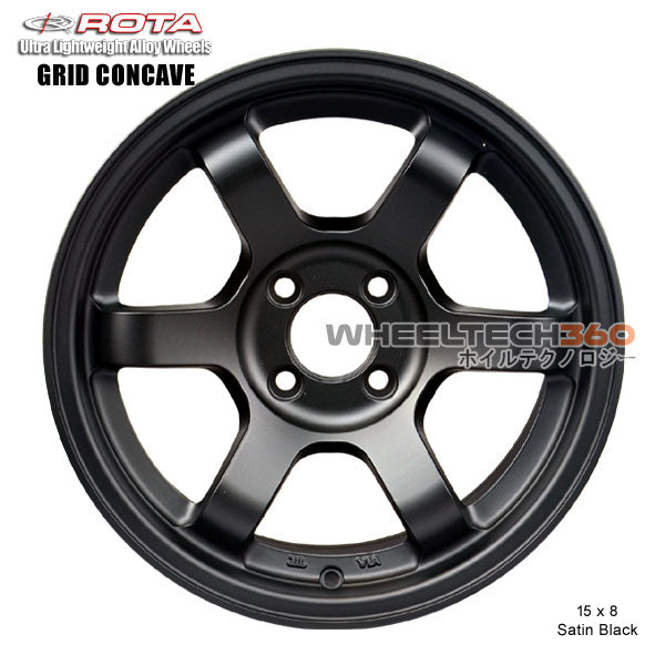 ROTA Wheel Grid Concave (15x8, 4x100+20mm, 67.1mm Hub) Satin Black