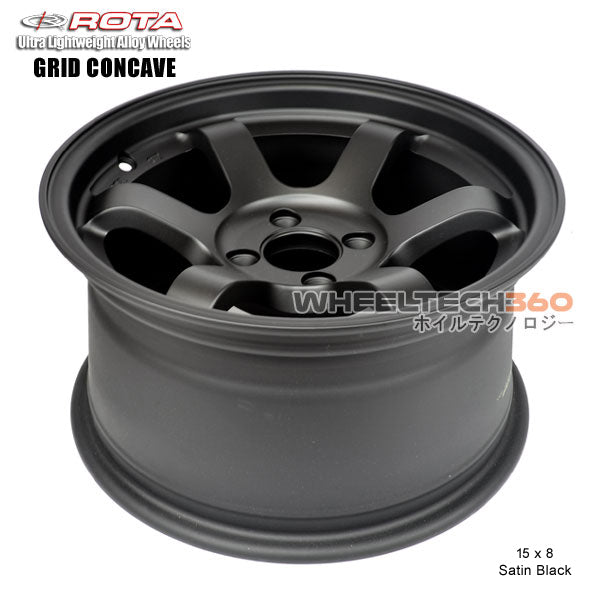 ROTA Wheel Grid Concave (15x8, 4x100+20mm, 67.1mm Hub) Satin Black