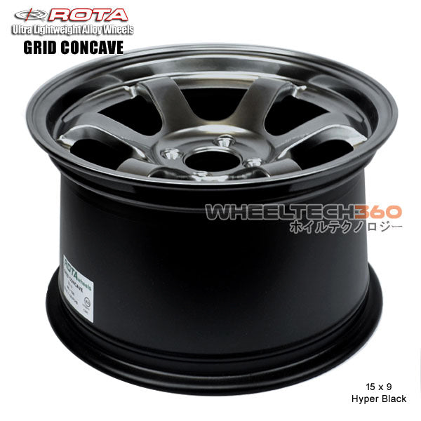 ROTA Wheel Grid Concave (15x9, 4x100+36mm, 67.1mm Hub) Hyper Black