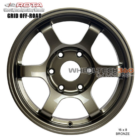 ROTA Wheel Grid Off-Road (16x8, 6x139.7+20mm, 110mm Hub) No Center Cap