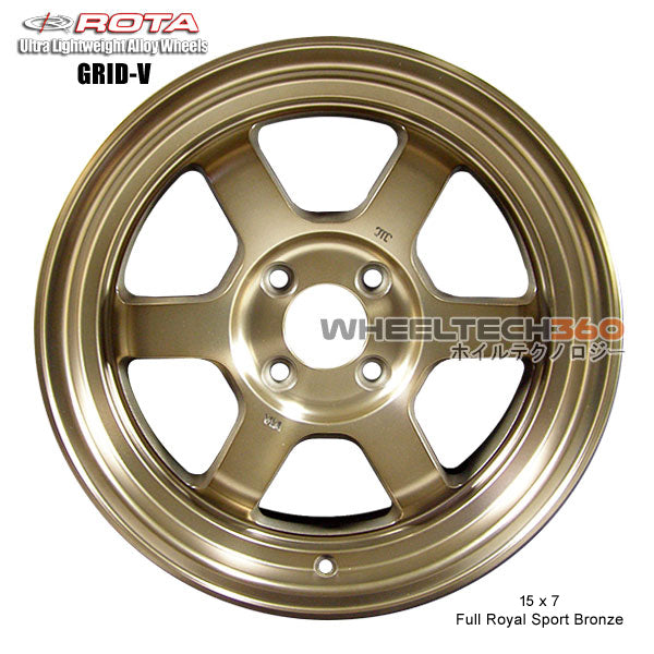 ROTA Wheel Grid V (15x7, 4x114.3+20mm,73mm Hub) Full Royal Sport Bronze