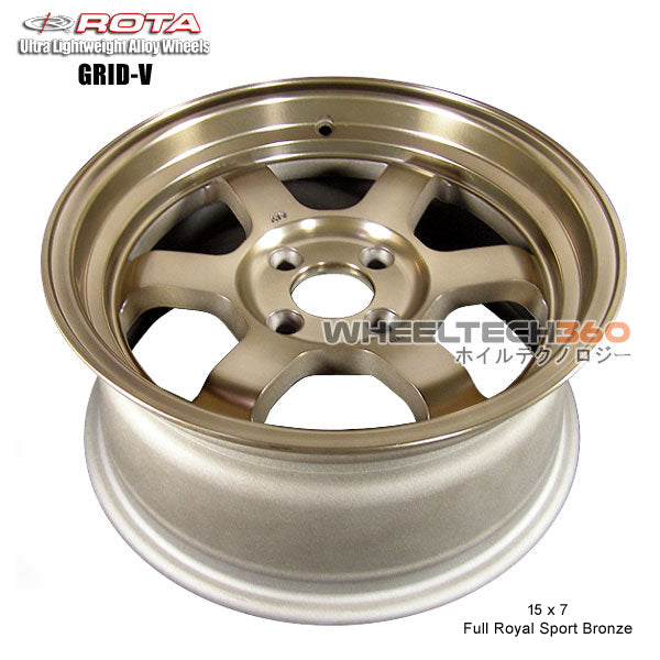 ROTA Wheel Grid V (15x7, 4x100+20mm, 67.1mm Hub) Full Royal Sport Bronze