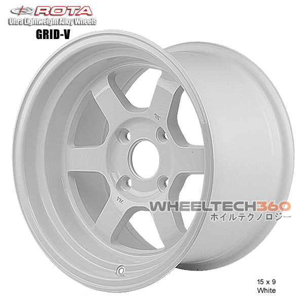 ROTA Wheel Grid V (15x9, 4x100-15mm, 67.1mm Hub) White