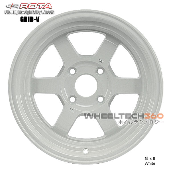 ROTA Wheel Grid V (15x9, 4x114.3+0mm, 73mm Hub) White