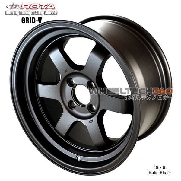 ROTA Wheel Grid V (16x8, 4x100+0mm, 67.1mm Hub) Satin Black