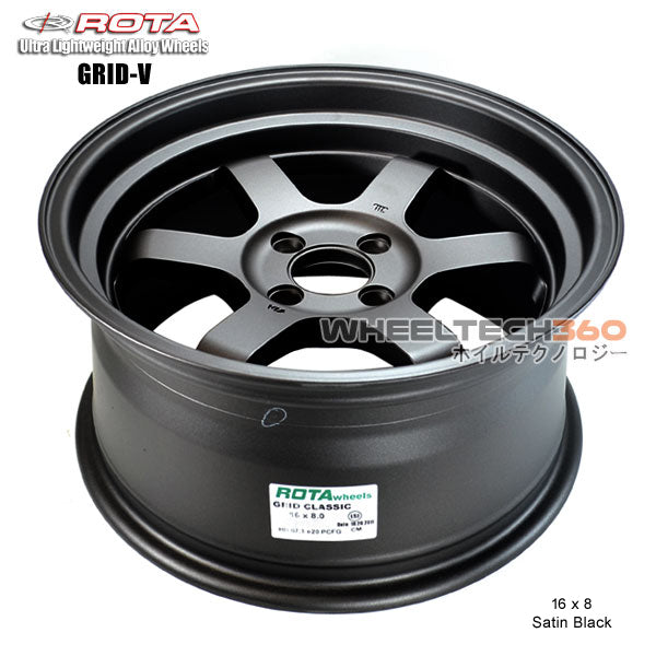 ROTA Wheel Grid V (16x8, 4x100+0mm, 67.1mm Hub) Satin Black