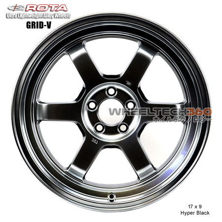 ROTA Wheel Grid V (17x9, 5x100+42mm, 73mm Hub) Hyper Black