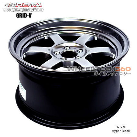 ROTA Wheel Grid V (17x9, 5x100+42mm, 73mm Hub) Hyper Black