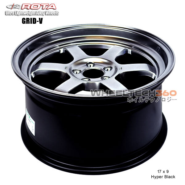 ROTA Wheel Grid V (17x9, 5x100+42mm, 73mm Hub) Hyper Black