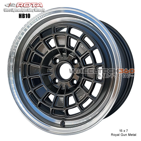 ROTA Wheel HB10 (15x7, 4x100+35mm, 67.1mm Hub) Royal Gun Metal