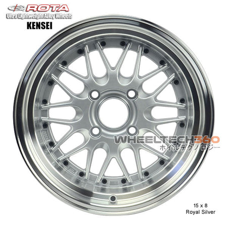 ROTA Wheel Kensei (15x8, 4x100+0mm, 67.1mm Hub) Royal Silver