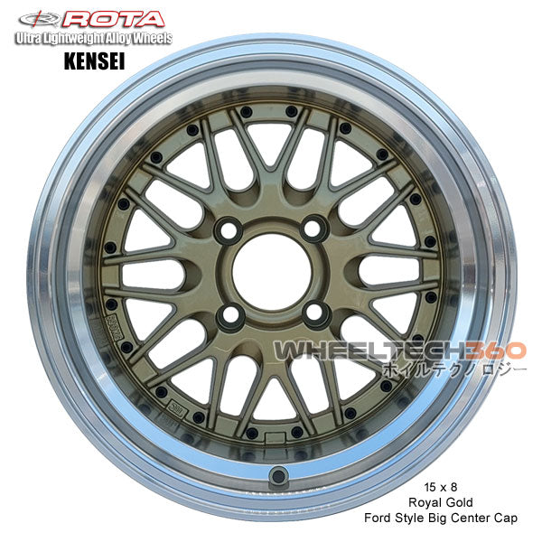 ROTA Wheel Kensei (15x8, 4x114.3-10mm, 73mm Hub) Royal Gold
