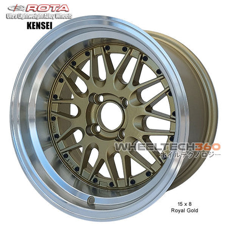 ROTA Wheel Kensei (15x8, 4x100+0mm, 67.1mm Hub) Royal Gold